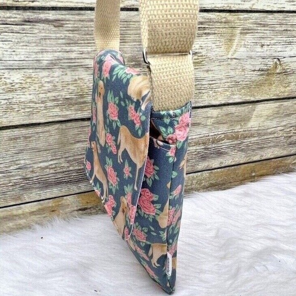 Jtaylorcrafts Floral Roses Dog Print Small Cotton Purse Shoulder Bag Crossbody - Picture 6 of 12